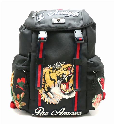 gucci tiger embroidered backpack|gucci tiger print nylon backpack.